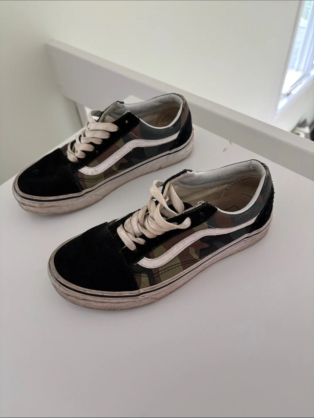 Vans Kids Old Skool Camo Black and Green Low-Top Sneakers